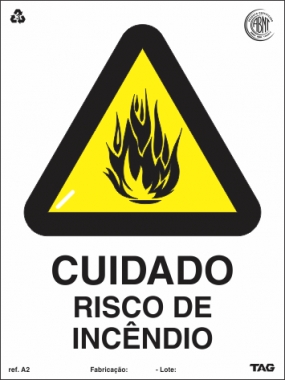 Placas Alerta A2 - Cuidado risco de incêndio