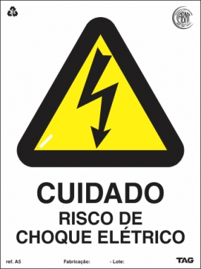 Placas Alerta A5 - Cuidado risco de Choque Eletrico