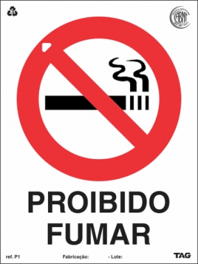 Placas Proibição P1 - Proibido Fumar