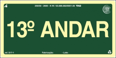 Placas Fotoluminescentes Pavimentos S17  - 13° Andar