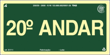 Placas Fotoluminescentes Pavimentos S17 - 20° Andar