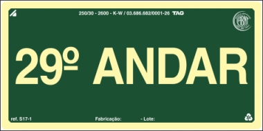 Placas Fotoluminescentes Pavimentos S17 - 29° Andar