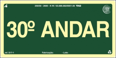 Placas Fotoluminescentes Pavimentos S17 -  - 30° Andar