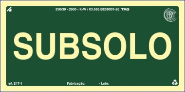 Placas Fotoluminescentes Pavimentos S17 -  Sub Solo